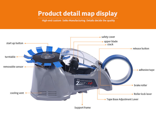 NSA Gummed Paper Turntable Tape Dispenser , Automatic Sealing Tape Dispenser