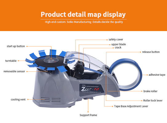 ABS Electric Turntable Tape Dispenser Zcut 10 with Flexible Removable Roller